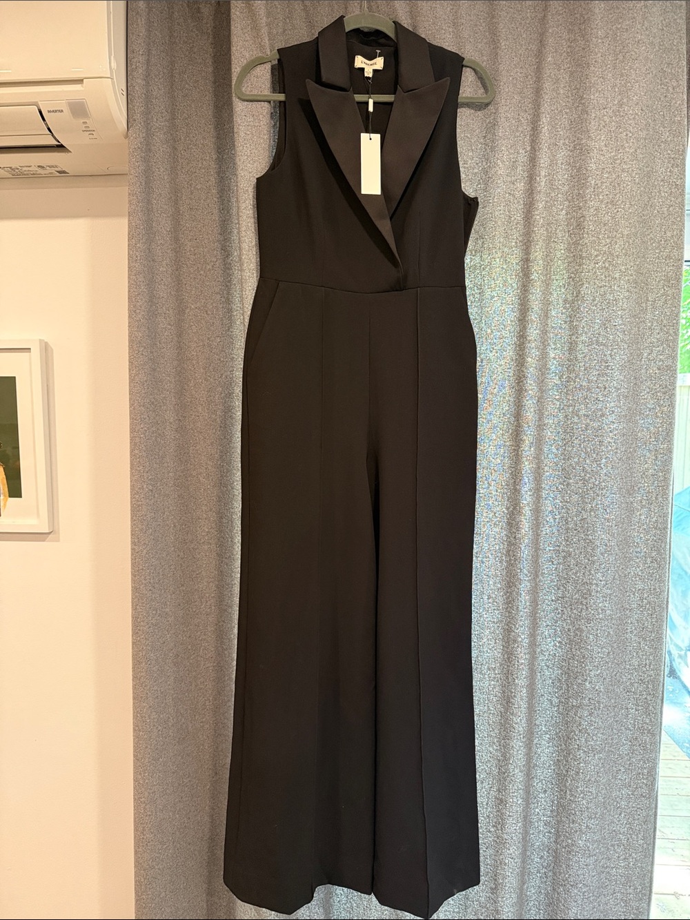 L'AGENCE Sleeveless Black Tuxedo Jumpsuit